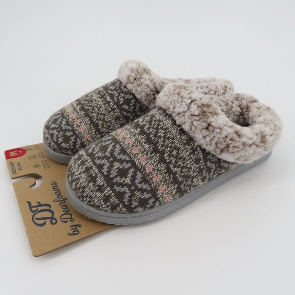 Dearfoams Women Medium 7-8 Multicolor Sweater Knit Memory Foam Slippers NEW - Picture 14 of 14